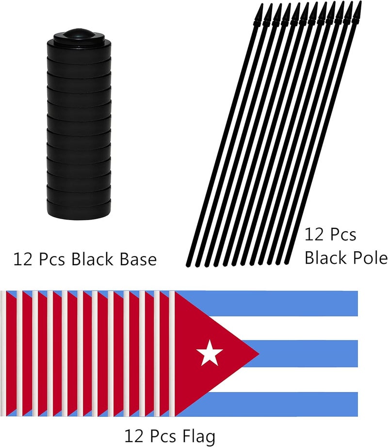 BCLin 12 Pack Cuba Desk Flags Set, Cuban Small Mini Table Office Flags with Black Pole, Home and Office Decoration, Festival Celebrations - Image 3